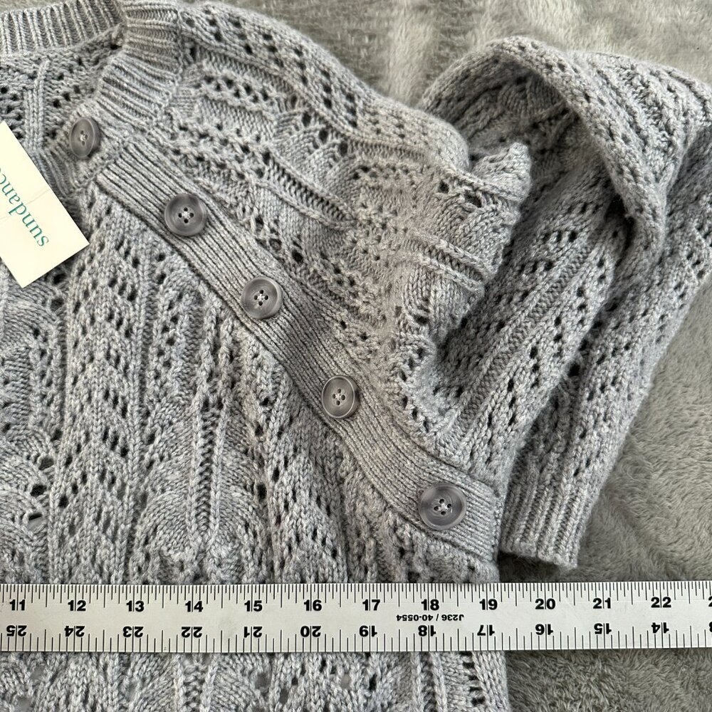 NWT Sundance Leah Mae Pointelle Sweater Dress Wool Blend SMALL Gray Long Sleeve - Picture 7 of 7